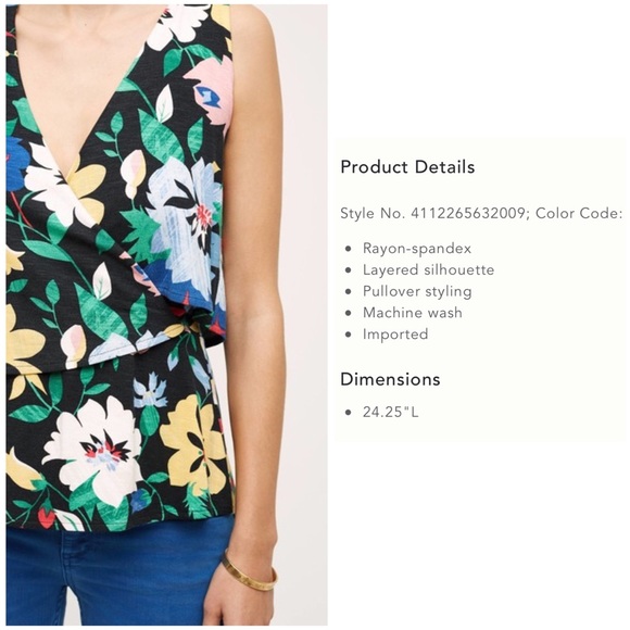 Anthropologie Deletta Floral Tank Top - Picture 2 of 10
